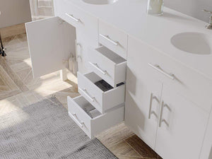 Cambridge Plumbing Vanity Cambridge Plumbing 8162W 72 Inch White Solid Wood and Porcelain Double Vanity Set