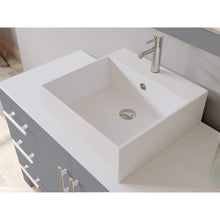 Load image into Gallery viewer, Cambridge Plumbing Vanity Cambridge Plumbing Complete 48 Inch Solid Wood Bathroom Vanity Set, Gray Finish with White Porcelain Countertop and Sink, Includes Faucet, Drain and Matching Vanity Mirror