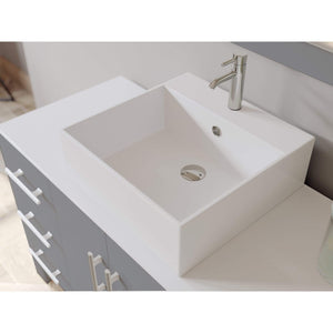 Cambridge Plumbing Vanity Cambridge Plumbing Complete 48 Inch Solid Wood Bathroom Vanity Set, Gray Finish with White Porcelain Countertop and Sink, Includes Faucet, Drain and Matching Vanity Mirror