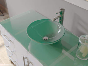 Cambridge Plumbing Vanity Cambridge Plumbing Complete 48 Inch Solid Wood Bathroom Vanity Set, White Finish with Tempered Glass Countertop and Sink, Includes Faucet, Drain and Matching Vanity Mirror