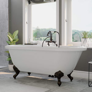 Cambridge Plumbing Vanity Oil Rubbed Bronze Finish Acrylic Double Ended Clawfoot Soaking Tub and Complete Plumbing Package