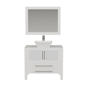 Cambridge Plumbing Vanity Polished Chrome $1,079.00 Cambridge Plumbing 8111W 36 Inch Solid Wood Bathroom Vanity Set, White Finish with White Porcelain Vessel Sink, Includes Faucet, Drain and Mirror