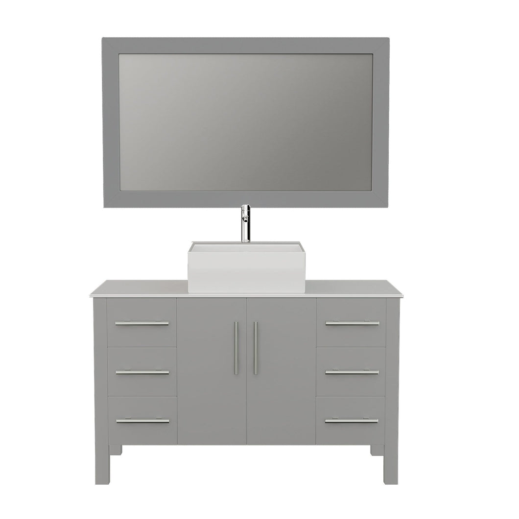 Cambridge Plumbing Vanity Polished Chrome $1,499.00 Cambridge Plumbing 8116G 48 Inch Solid Wood Bathroom Vanity Set, Gray Finish with White Porcelain Vessel Sink, Includes Faucet, Drain and Mirror