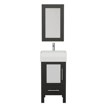 Load image into Gallery viewer, Cambridge Plumbing Vanity Polished Chrome $749.00 Cambridge Plumbing 8137 18 Inch Solid Wood Bathroom Vanity Set, Espresso Finish with White Porcelain Vessel Sink, Includes Faucet, Drain and Mirror