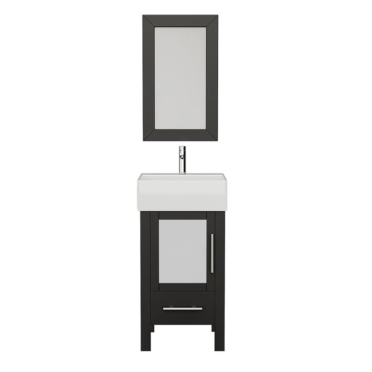 Cambridge Plumbing Vanity Polished Chrome $749.00 Cambridge Plumbing 8137 18 Inch Solid Wood Bathroom Vanity Set, Espresso Finish with White Porcelain Vessel Sink, Includes Faucet, Drain and Mirror