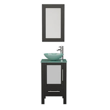 Load image into Gallery viewer, Cambridge Plumbing Vanity Polished Chrome $749.00 Cambridge Plumbing 8137B 18 Inch Solid Wood Bathroom Vanity Set, Espresso Finish with Glass Countertop and Sink, Includes Faucet, Drain and Mirror