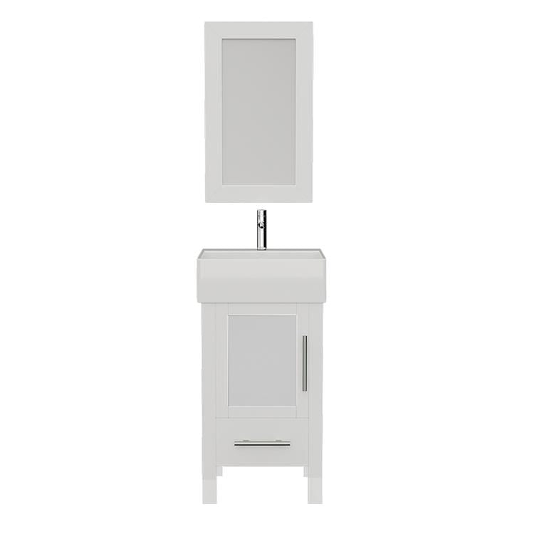 Cambridge Plumbing Vanity Polished Chrome $749.00 Cambridge Plumbing 8137W 18 Inch Solid Wood Bathroom Vanity Set, White Finish with White Porcelain Vessel Sink, Includes Faucet, Drain and Mirror