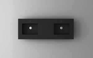 LAVIVA Countertop LAVIVA 313SQ1HSS-60D-MB VIVA Stone 60" Double Sink Matte Black - Solid Surface Countertop