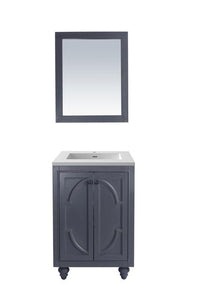 LAVIVA Vanity LAVIVA 313613-24G-MW Odyssey - 24 - Maple Grey Cabinet + Matte White VIVA Stone Solid Surface Countertop