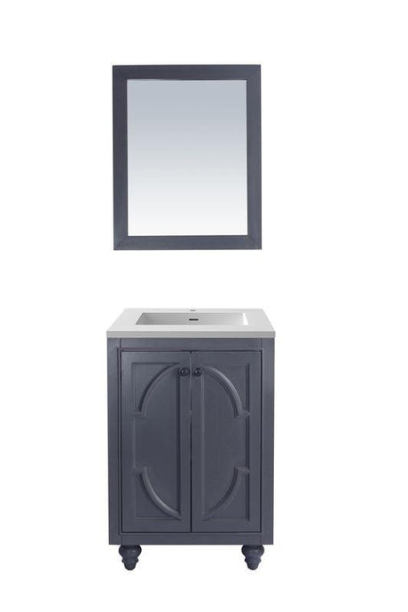 LAVIVA Vanity LAVIVA 313613-24G-MW Odyssey - 24 - Maple Grey Cabinet + Matte White VIVA Stone Solid Surface Countertop