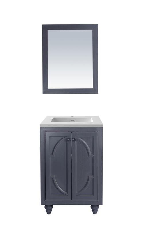 LAVIVA Vanity LAVIVA 313613-24G-MW Odyssey - 24 - Maple Grey Cabinet + Matte White VIVA Stone Solid Surface Countertop