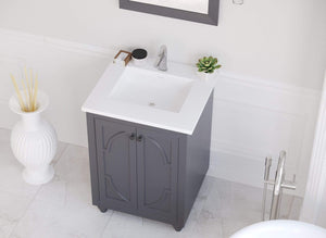 LAVIVA Vanity LAVIVA 313613-24G-MW Odyssey - 24 - Maple Grey Cabinet + Matte White VIVA Stone Solid Surface Countertop