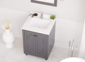 LAVIVA Vanity LAVIVA 313613-24G-WQ Odyssey - 24 - Maple Grey Cabinet + White Quartz Counter