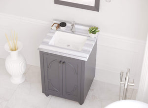 LAVIVA Vanity LAVIVA 313613-24G-WS Odyssey - 24 - Maple Grey Cabinet + White Stripes Counter