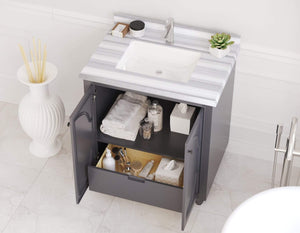 LAVIVA Vanity LAVIVA 313613-30G-WS Odyssey - 30 - Maple Grey Cabinet + White Stripes Counter
