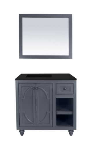 LAVIVA Vanity LAVIVA 313613-36G-MB Odyssey - 36 - Maple Grey Cabinet + Matte Black VIVA Stone Solid Surface Countertop