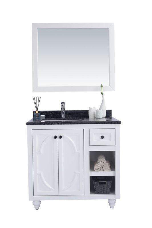 LAVIVA Vanity LAVIVA 313613-36W-BW Odyssey - 36 - White Cabinet + Black Wood Counter