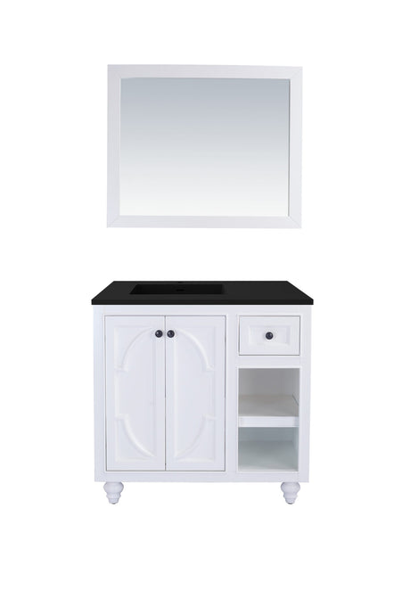 LAVIVA Vanity LAVIVA 313613-36W-MB Odyssey - 36 - White Cabinet + Matte Black VIVA Stone Solid Surface Countertop