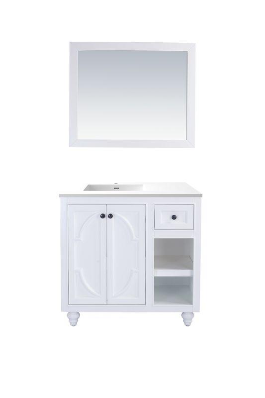 LAVIVA Vanity LAVIVA 313613-36W-MW Odyssey - 36 - White Cabinet + Matte White VIVA Stone Solid Surface Countertop
