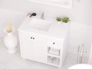 LAVIVA Vanity LAVIVA 313613-36W-MW Odyssey - 36 - White Cabinet + Matte White VIVA Stone Solid Surface Countertop