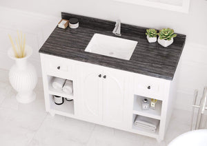 LAVIVA Vanity LAVIVA 313613-48W-BW Odyssey - 48 - White Cabinet + Black Wood Counter