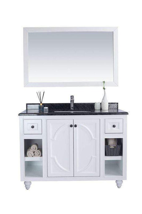 LAVIVA Vanity LAVIVA 313613-48W-BW Odyssey - 48 - White Cabinet + Black Wood Counter