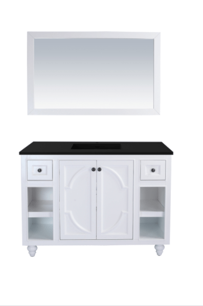 LAVIVA Vanity LAVIVA 313613-48W-MB Odyssey - 48 - White Cabinet + Matte Black VIVA Stone Solid Surface Countertop