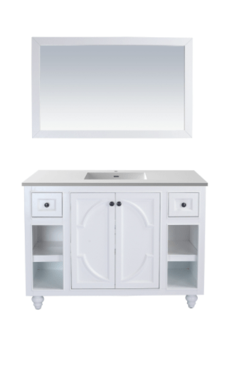 LAVIVA Vanity LAVIVA 313613-48W-MW Odyssey - 48 - White Cabinet + Matte White VIVA Stone Solid Surface Countertop