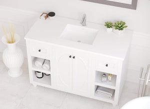 LAVIVA Vanity LAVIVA 313613-48W-MW Odyssey - 48 - White Cabinet + Matte White VIVA Stone Solid Surface Countertop