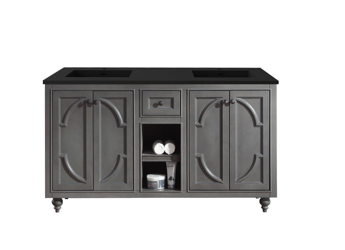 LAVIVA Vanity LAVIVA 313613-60G-MB Odyssey - 60 - Maple Grey Cabinet + Matte Black VIVA Stone Solid Surface Countertop