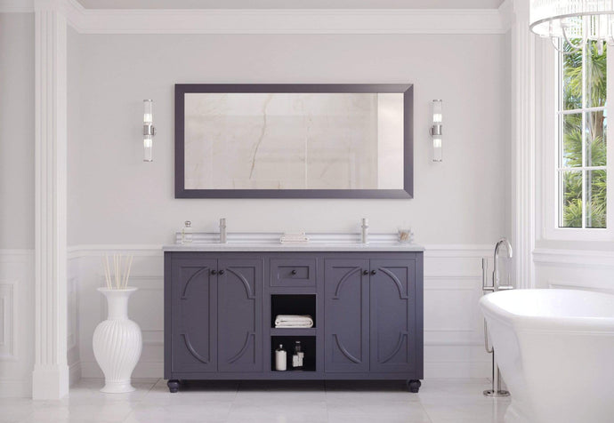 LAVIVA Vanity LAVIVA 313613-60G-WS Odyssey - 60 - Maple Grey Cabinet + White Stripes Counter