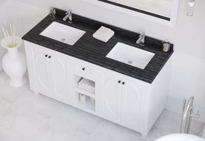 LAVIVA Vanity LAVIVA 313613-60W-BW Odyssey - 60 - White Cabinet + Black Wood Counter