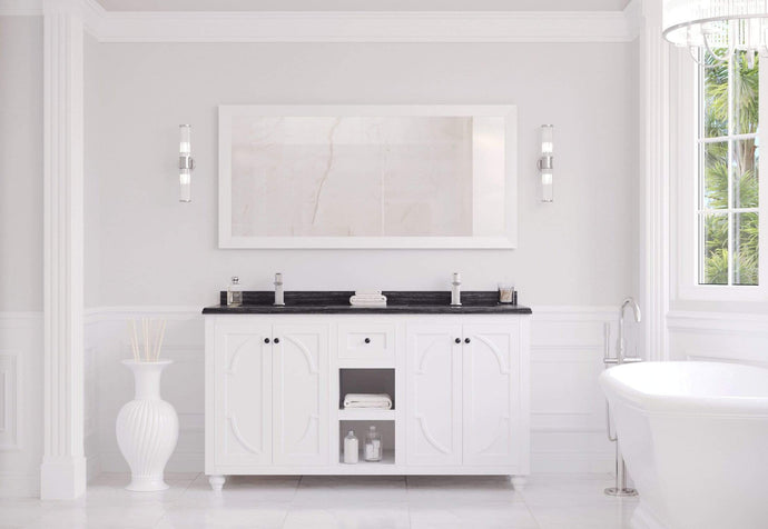 LAVIVA Vanity LAVIVA 313613-60W-BW Odyssey - 60 - White Cabinet + Black Wood Counter