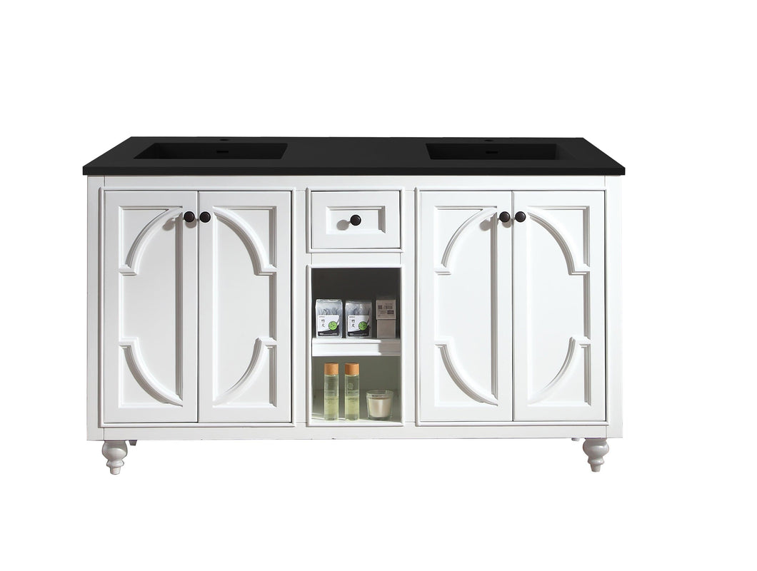 LAVIVA Vanity LAVIVA 313613-60W-MB Odyssey - 60 - White Cabinet + Matte Black VIVA Stone Solid Surface Countertop