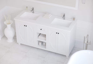 LAVIVA Vanity LAVIVA 313613-60W-MW Odyssey - 60 - White Cabinet + Matte White VIVA Stone Solid Surface Countertop