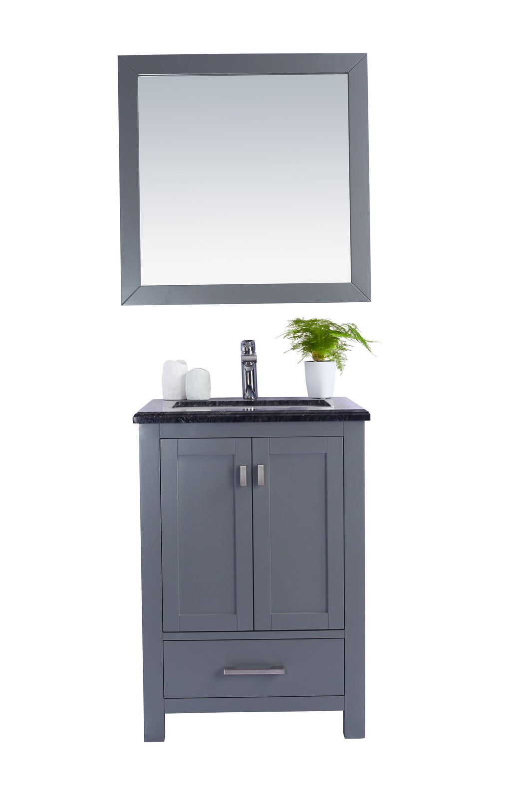 LAVIVA Vanity LAVIVA 313ANG-24G-BW Wilson 24 - Grey Cabinet + Black Wood Countertop