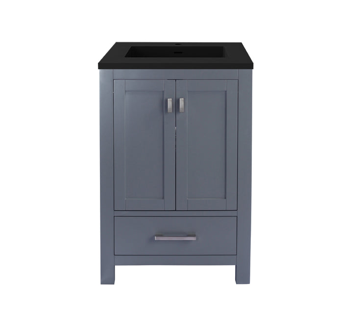 LAVIVA Vanity LAVIVA 313ANG-24G-MB Wilson 24 - Grey Cabinet + Matte Black VIVA Stone Solid Surface Countertop