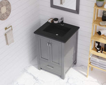 Load image into Gallery viewer, LAVIVA Vanity LAVIVA 313ANG-24G-MB Wilson 24 - Grey Cabinet + Matte Black VIVA Stone Solid Surface Countertop