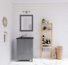 Load image into Gallery viewer, LAVIVA Vanity LAVIVA 313ANG-24G-MB Wilson 24 - Grey Cabinet + Matte Black VIVA Stone Solid Surface Countertop