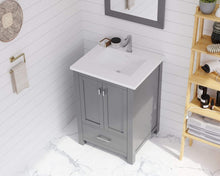 Load image into Gallery viewer, LAVIVA Vanity LAVIVA 313ANG-24G-MW Wilson 24 - Grey Cabinet + Matte White VIVA Stone Solid Surface Countertop