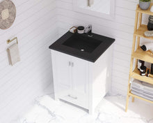 Load image into Gallery viewer, LAVIVA Vanity LAVIVA 313ANG-24W-MB Wilson 24 - White Cabinet + Matte Black VIVA Stone Solid Surface Countertop