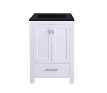 Load image into Gallery viewer, LAVIVA Vanity LAVIVA 313ANG-24W-MB Wilson 24 - White Cabinet + Matte Black VIVA Stone Solid Surface Countertop