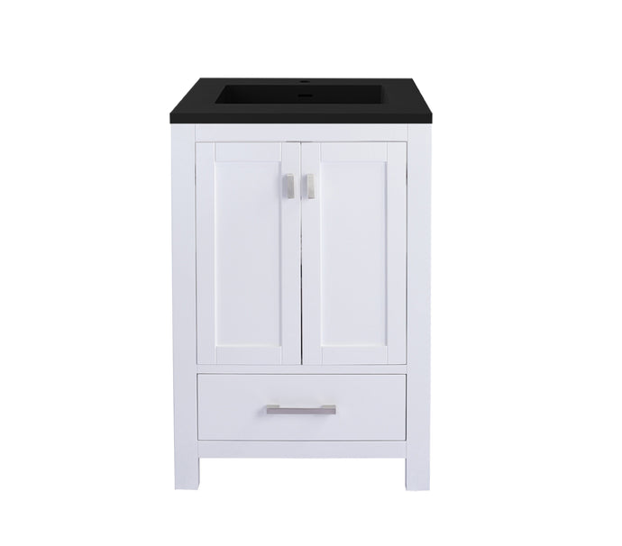 LAVIVA Vanity LAVIVA 313ANG-24W-MB Wilson 24 - White Cabinet + Matte Black VIVA Stone Solid Surface Countertop