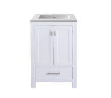 Load image into Gallery viewer, LAVIVA Vanity LAVIVA 313ANG-24W-MW Wilson 24 - White Cabinet + Matte White VIVA Stone Solid Surface Countertop