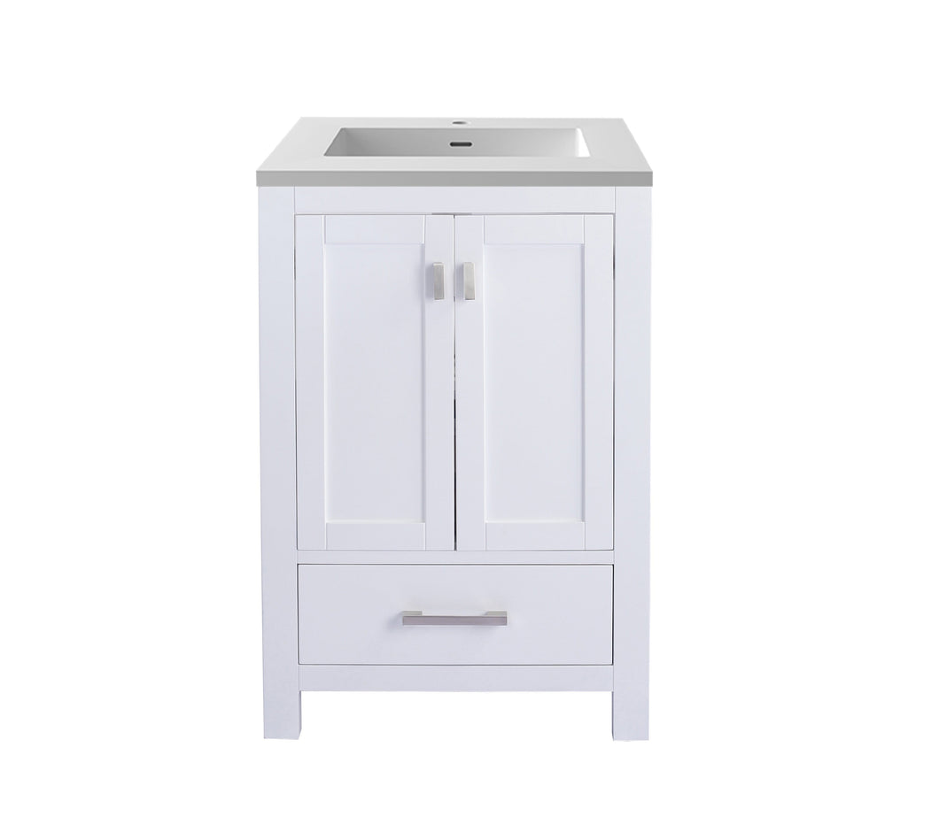 LAVIVA Vanity LAVIVA 313ANG-24W-MW Wilson 24 - White Cabinet + Matte White VIVA Stone Solid Surface Countertop