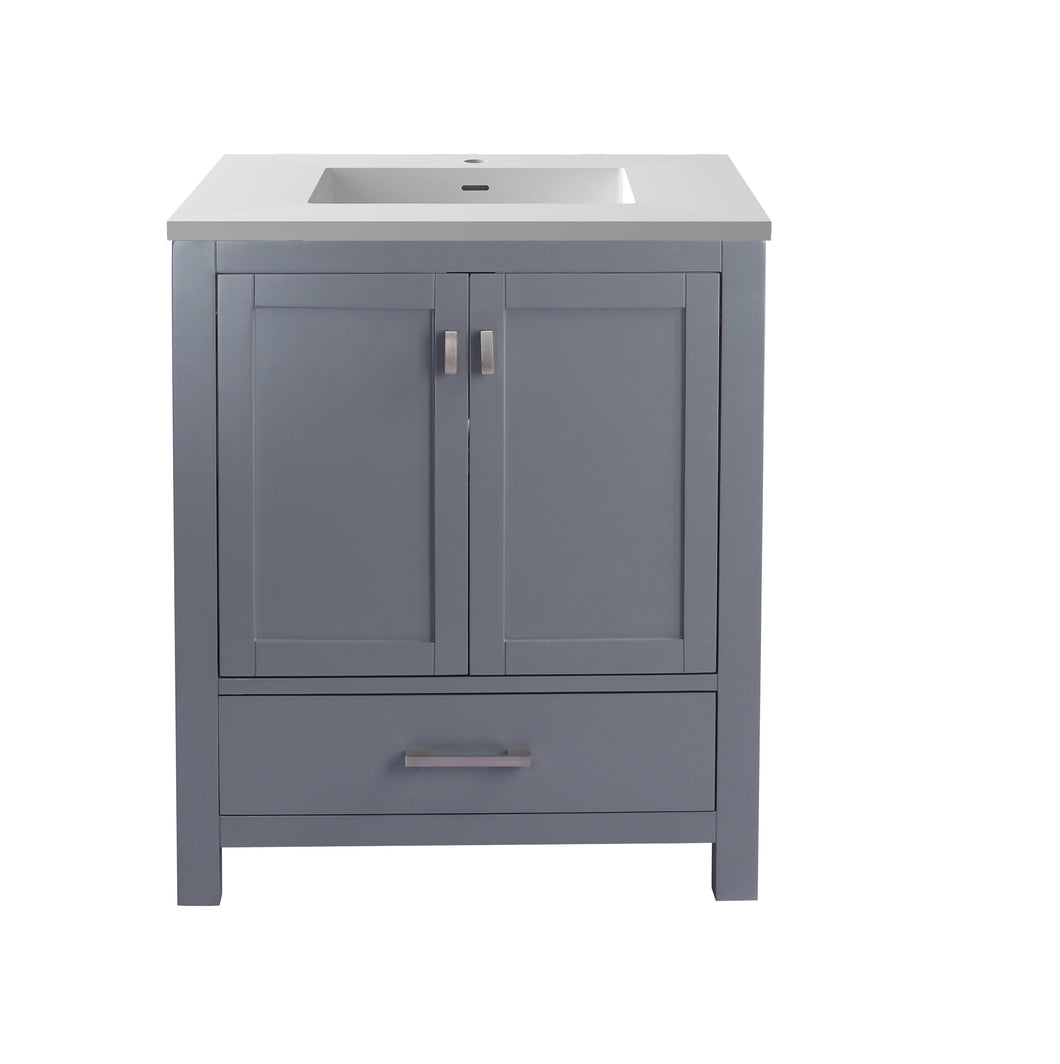 LAVIVA Vanity LAVIVA 313ANG-30G-MW Wilson 30 - Grey Cabinet + Matte White VIVA Stone Solid Surface Countertop