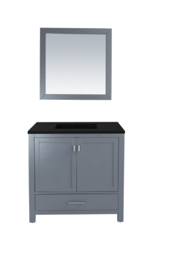 LAVIVA Vanity LAVIVA 313ANG-36G-MB Wilson 36 - Grey Cabinet + Matte Black VIVA Stone Solid Surface Countertop