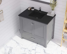 Load image into Gallery viewer, LAVIVA Vanity LAVIVA 313ANG-36G-MB Wilson 36 - Grey Cabinet + Matte Black VIVA Stone Solid Surface Countertop