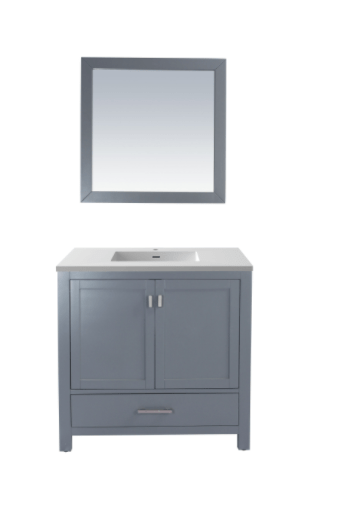 LAVIVA Vanity LAVIVA 313ANG-36G-MW Wilson 36 - Grey Cabinet + Matte White VIVA Stone Solid Surface Countertop
