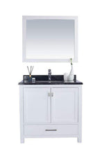 Load image into Gallery viewer, LAVIVA Vanity LAVIVA 313ANG-36W-BW Wilson 36 - White Cabinet + Black Wood Countertop